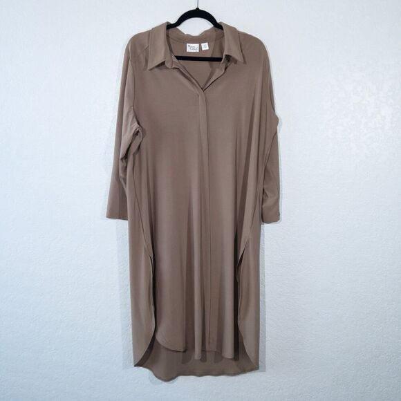 Women With Control Beige Long Jersey Tunic Top Size XL Tall‎ - Picture 2 of 7